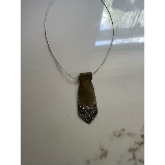 HANDMADE NWOT Metal Jewelry Set Necklace & Earrings - Picture 4 of 6